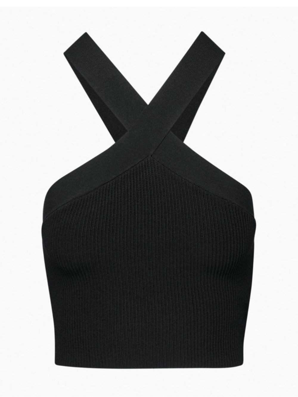 Aritzia Black Sculpt Knit Cross Ribbed Crop Top